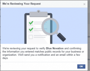 Reviewing Facebook Page Verification request with documents