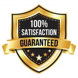 Gold 100% Satisfaction Guaranteed Shield and Ribbon