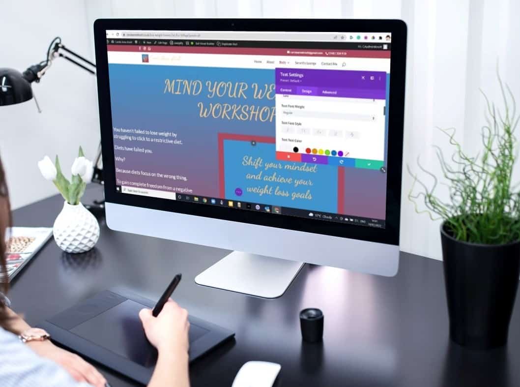 Working on a client's website design